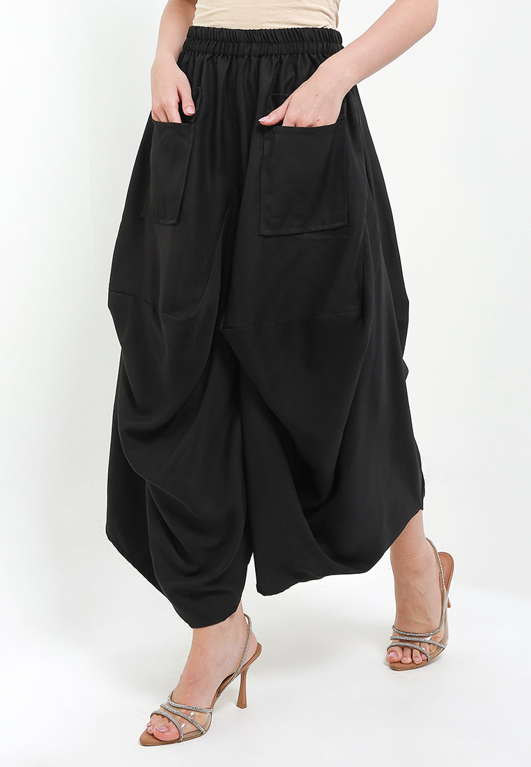 Elastic-waisted Culottes Asymmetric