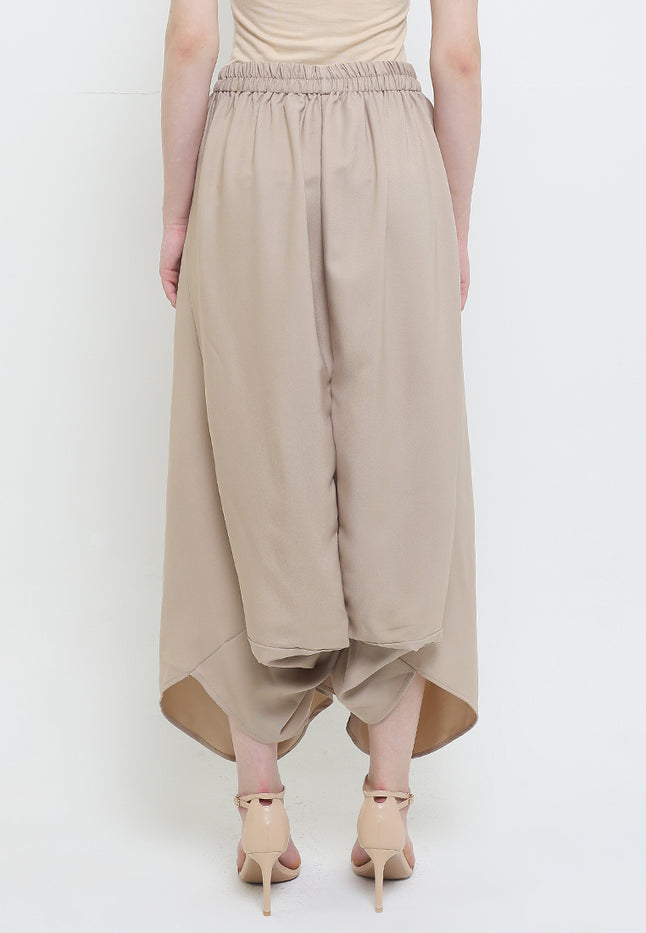 Elastic-waisted Culottes Asymmetric