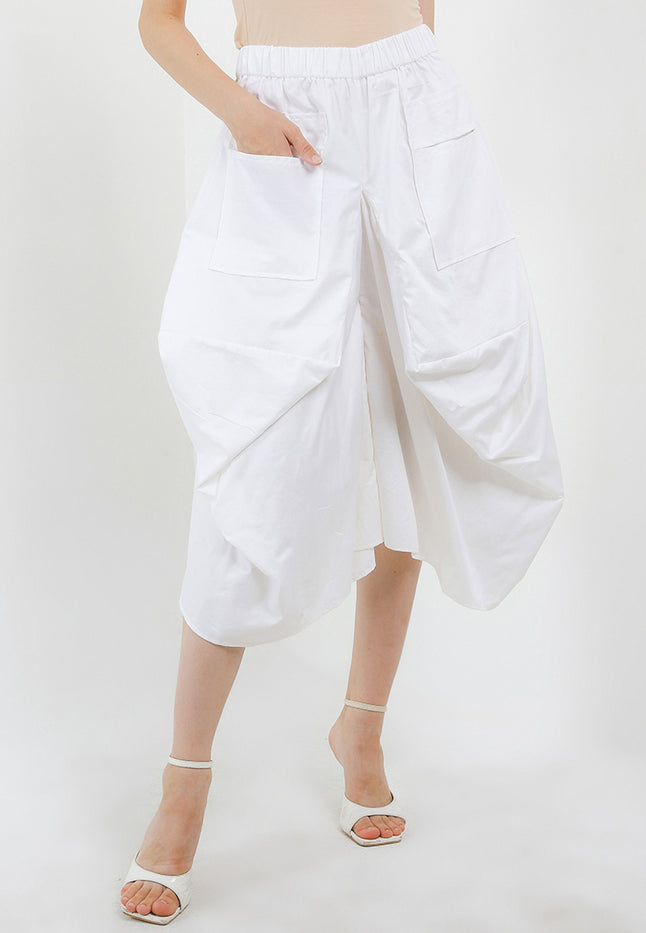 Elastic-waisted Culotte Pants