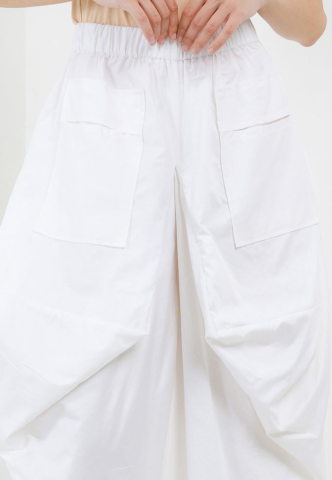 Elastic-waisted Culotte Pants