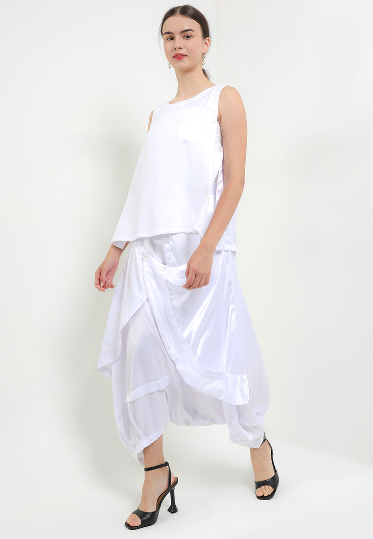 SET Elastic-waisted PantsSkirt Aladin+VEST Button