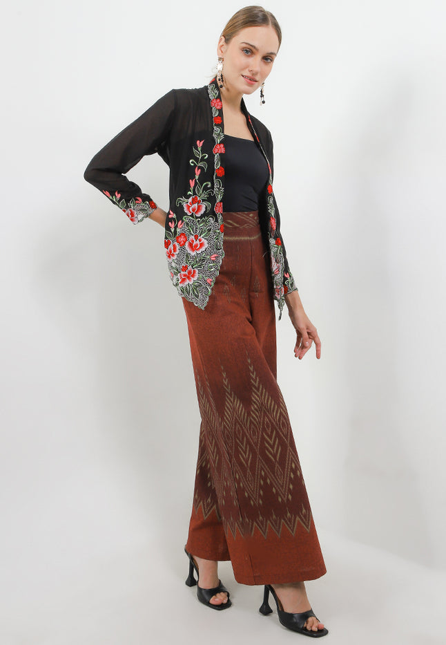 Elastic-waisted Long Pants Batik Rang2-Terracotta