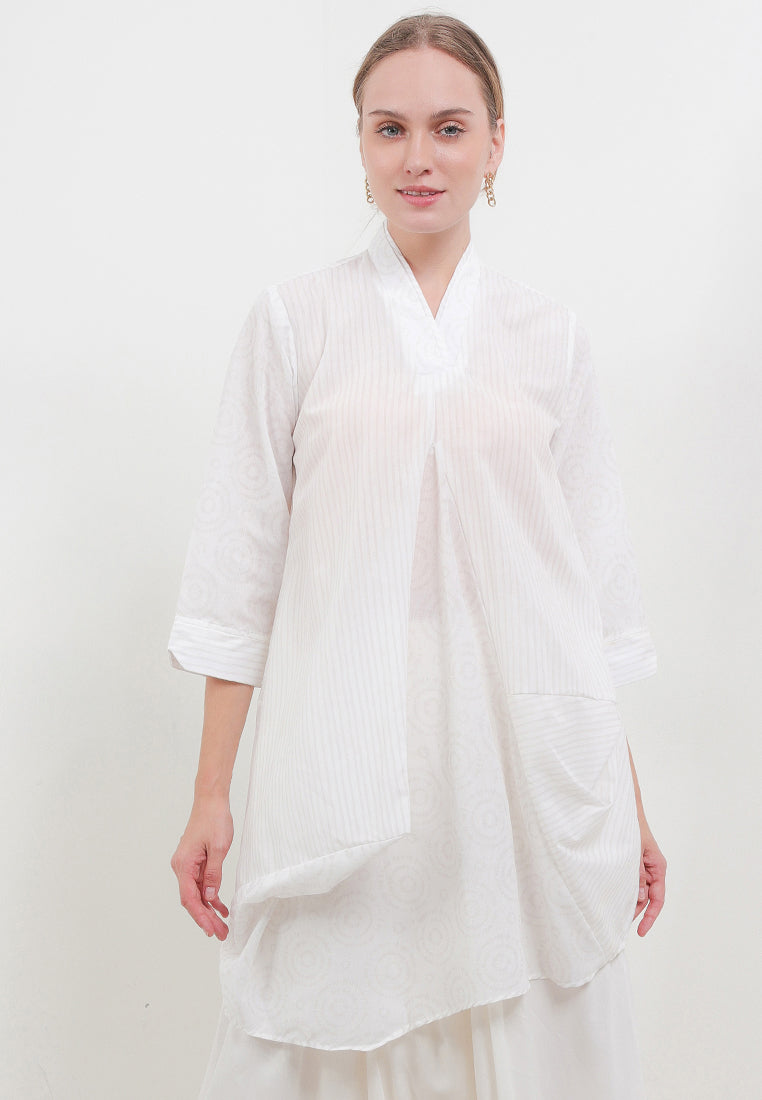 TUNIC Asymmetric V-Double 7/8/Sleeve Cut&Sew