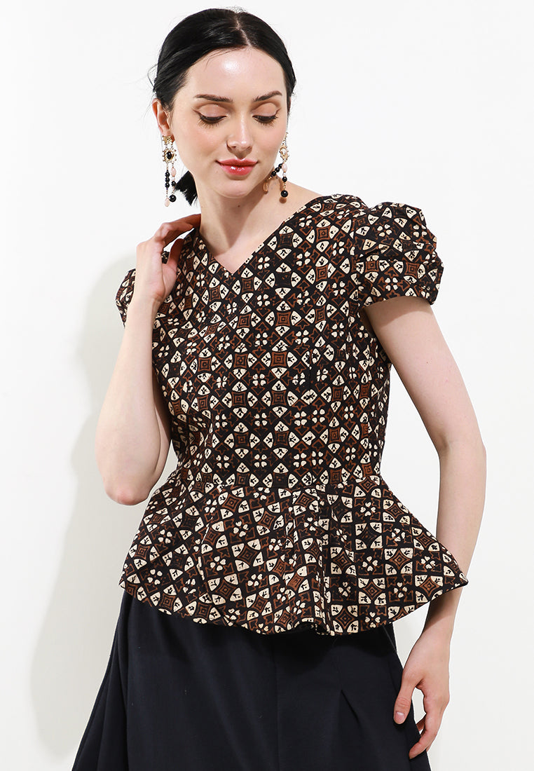 Blouse Peplum Asymetris Slv-CAP+Tricot