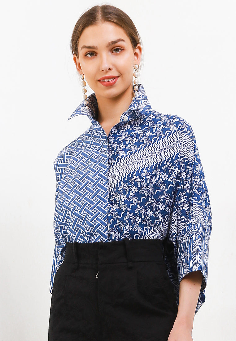 Woman's Shirt Lowo 3/4-length Sleeves Full-Cut&Sew