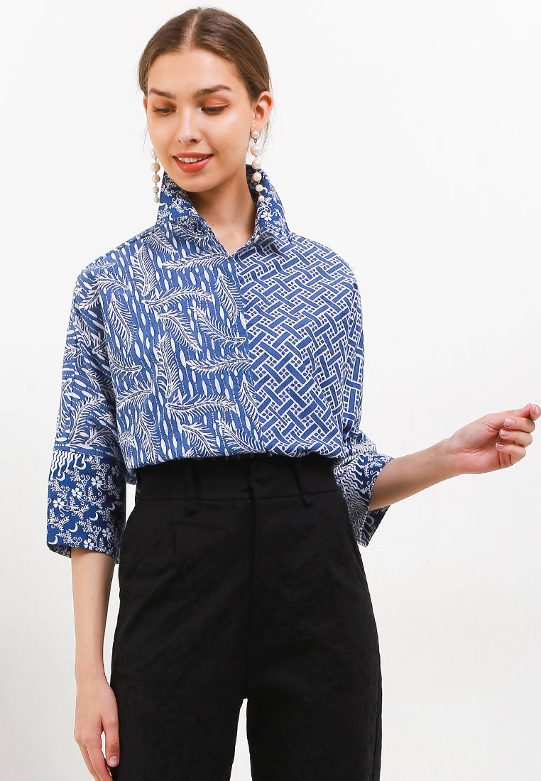 Woman's Shirt Lowo 3/4-length Sleeves Full-Cut&Sew