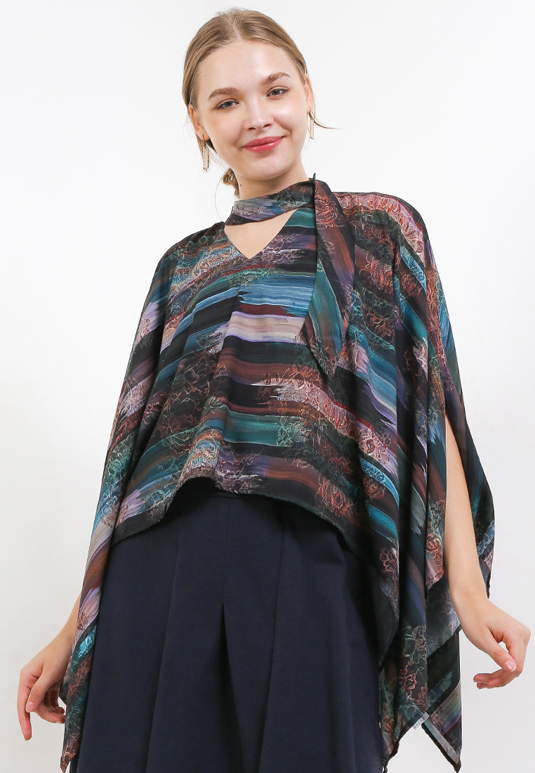 Blouse Lowo Crop TurtleTie Slv-Shawl