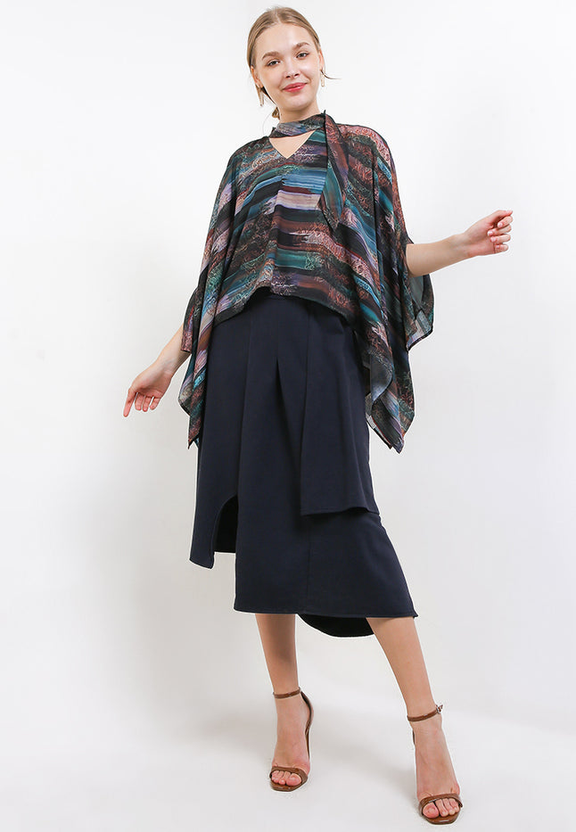 Blouse Lowo Crop TurtleTie Slv-Shawl