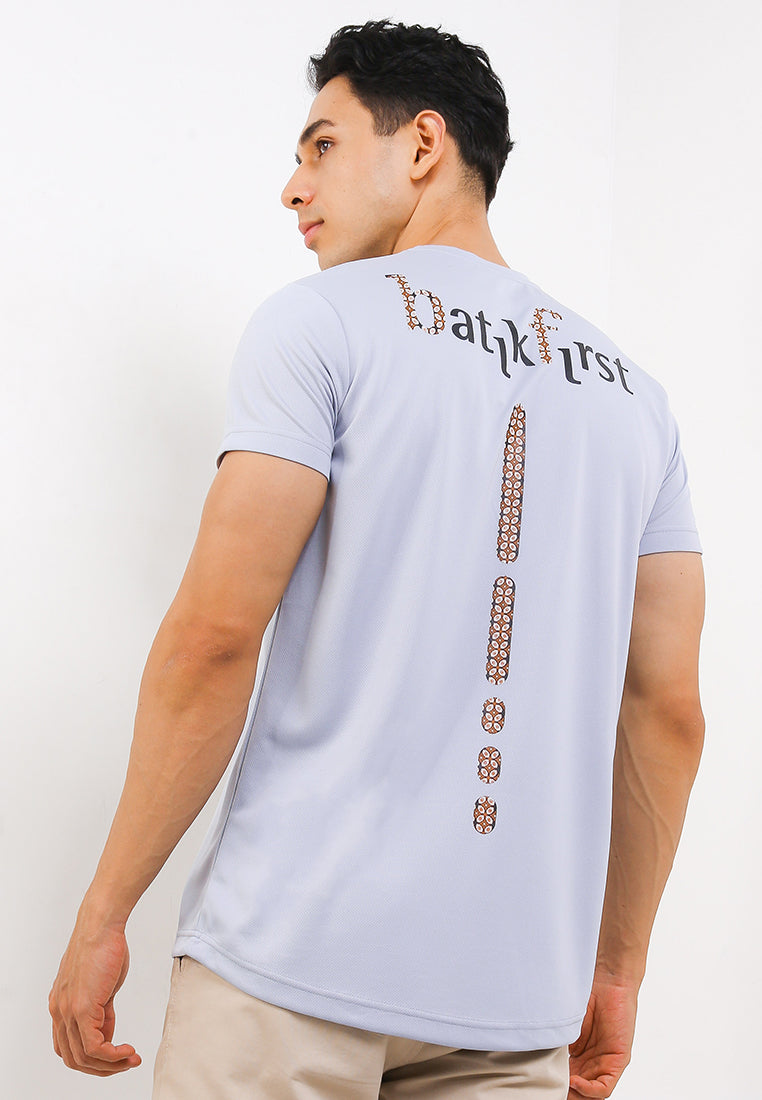 T Shirt Rib Back Print Batik Kawung Line Short/Slv
