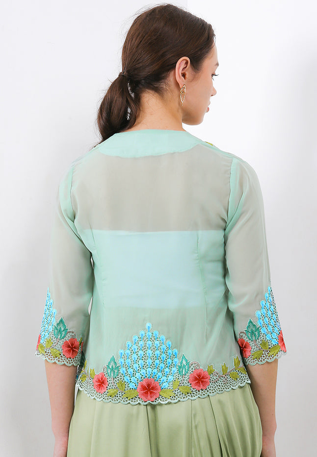 Embroidery Kebaya 3/4-length Sleeves  Peacock-Color