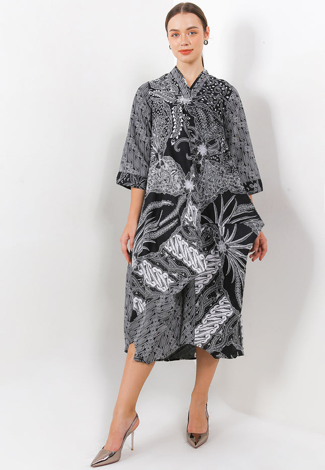 Asymmetric Dress V-Double Long/Slv Tara Cut&Sew+Lining