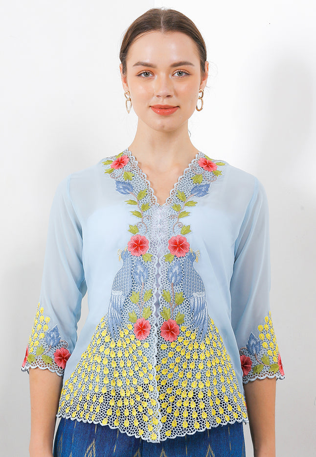 Embroidery Kebaya 3/4-length Sleeves  Peacock-Color